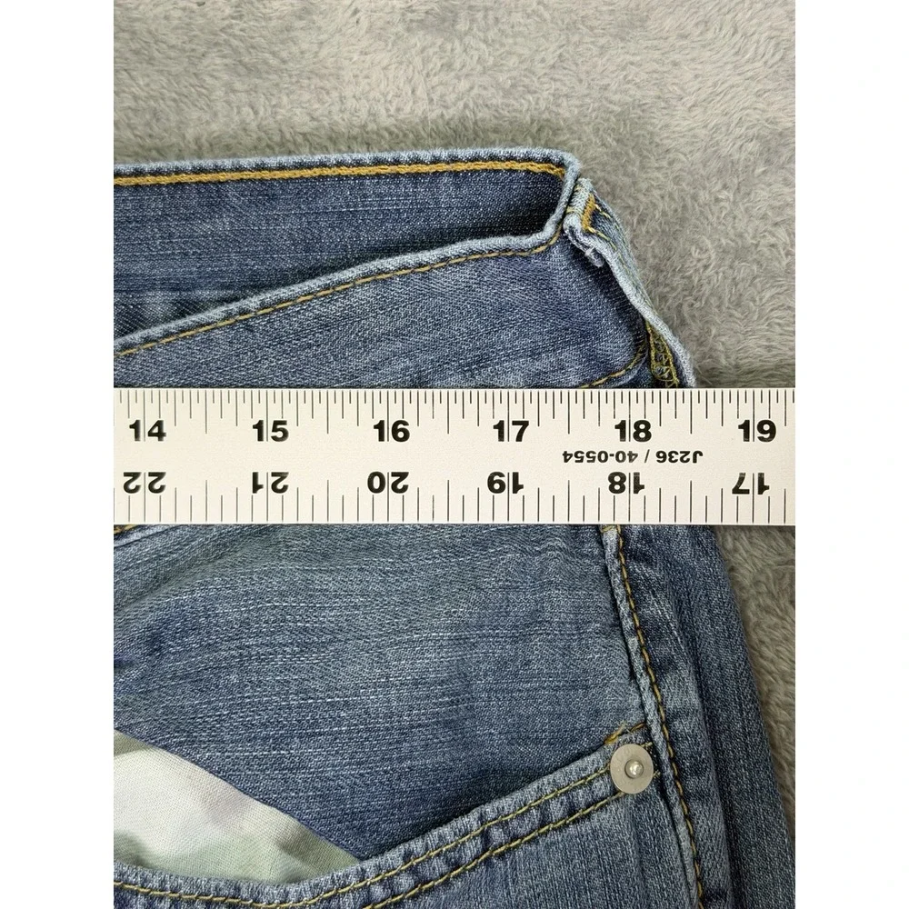 Levis‎ 527 Jeans Mens 36x32 Blue Medium Wash Distressed Denim Low Bootcut Cowboy